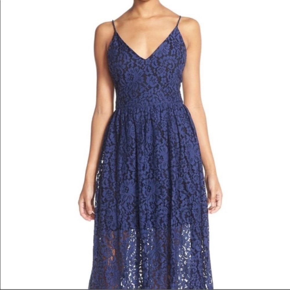 Cynthia Rowley Blue Floral Lace MIDI Dress